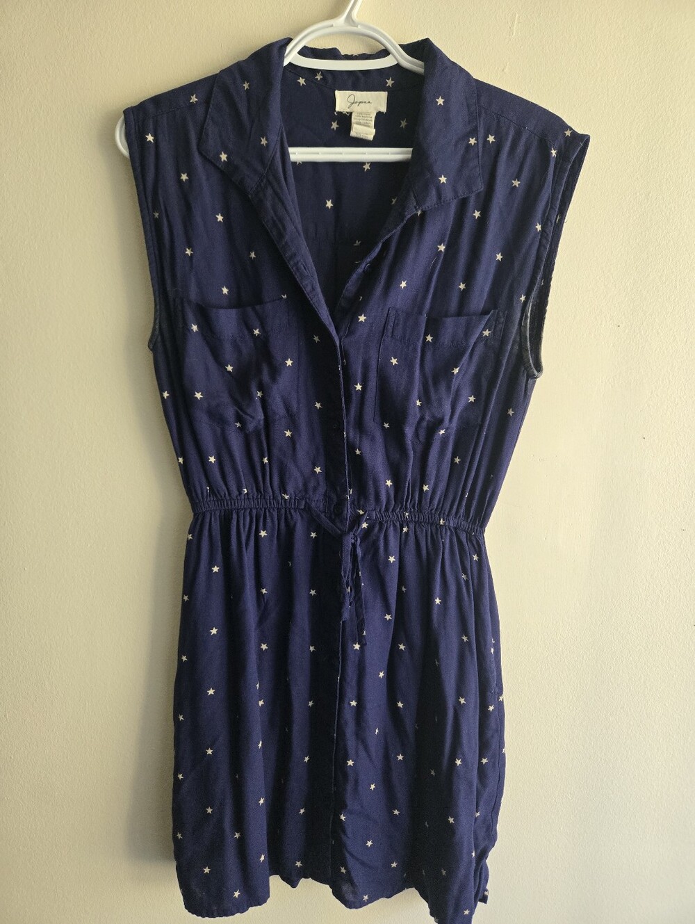 Navy Star Print Sleeveless Mini Dress